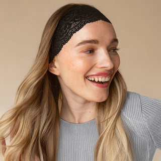 Wide Lace Elastic Headband 2-Pack — Black