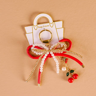 Layered Bows Bag Charm–Cherry Bliss