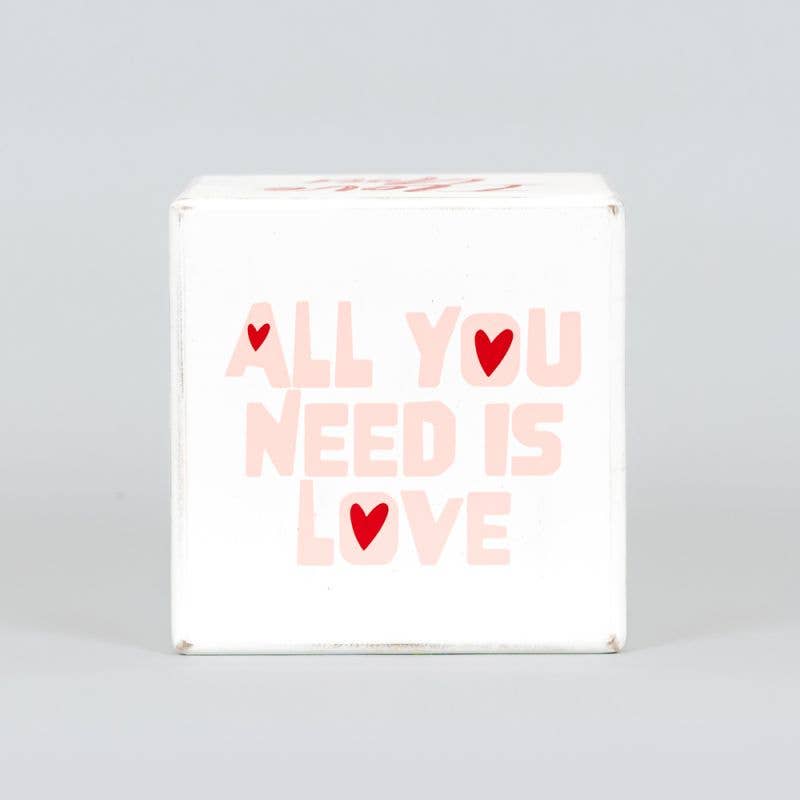 Valentine Wood Cube Decor