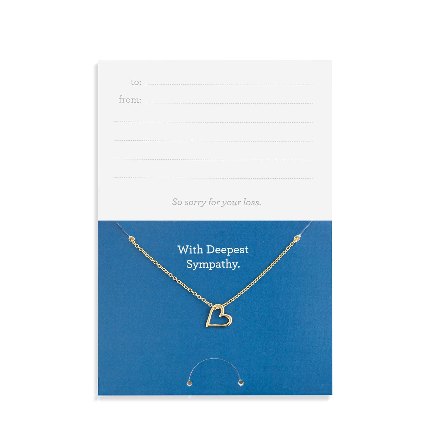 With Deepest Sympathy Floral Card and Gold Heart Necklace - 16in