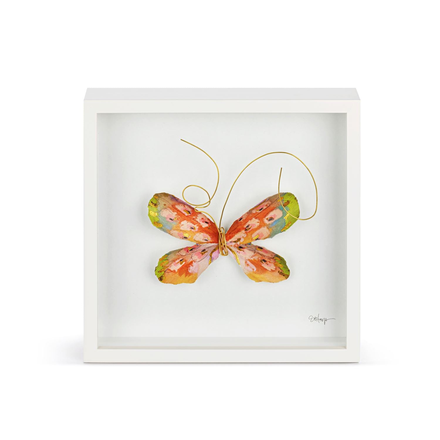 Orange Multi Butterfly Wall Art - 10"sq