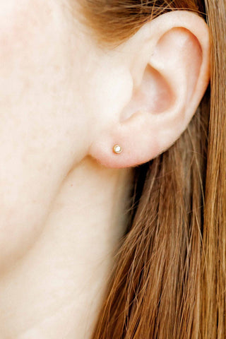 Cooper Micro Clear Gold Screwback Stud Earrings