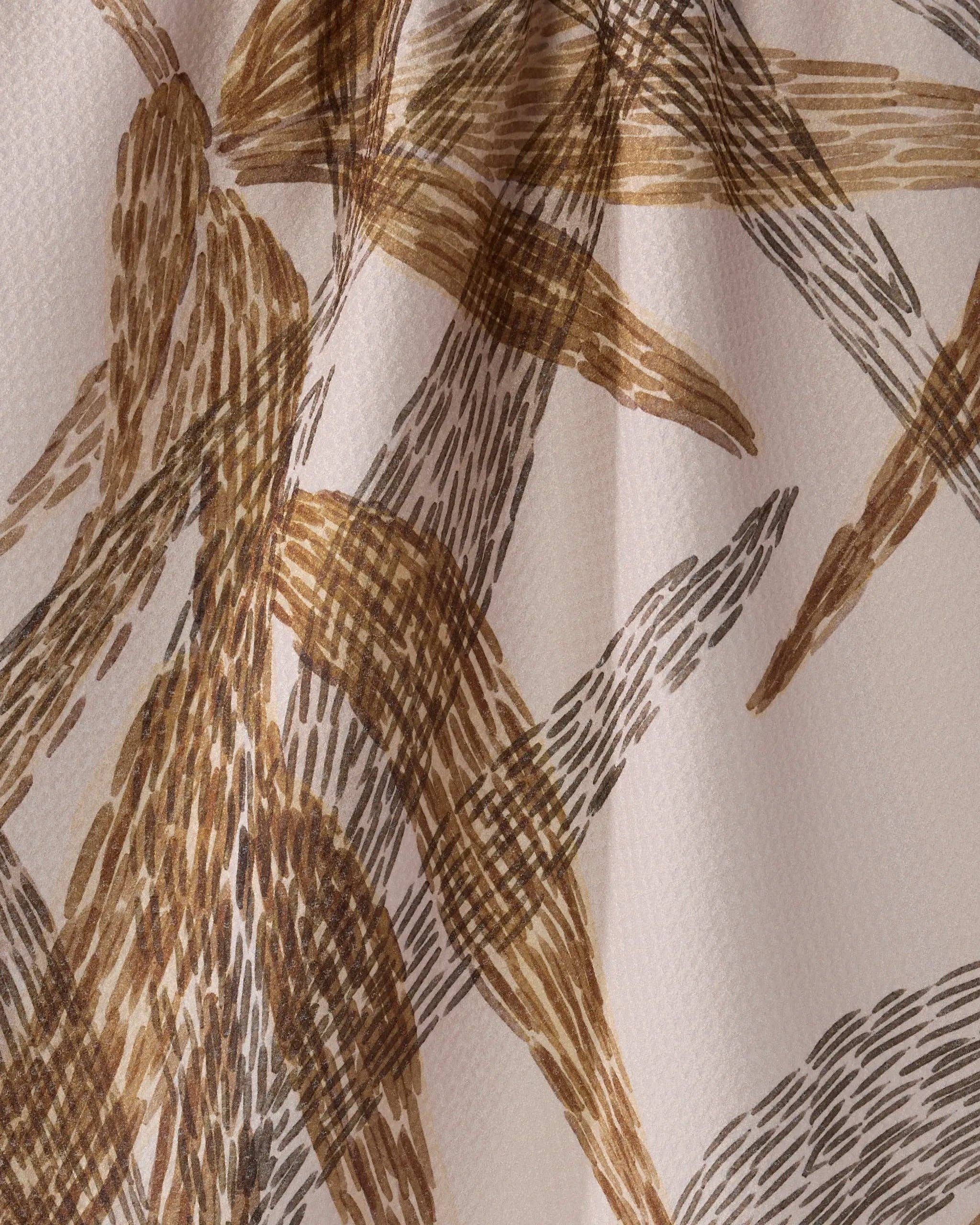 Geometry Amber Wildflower Tea Towel | Brown & Gray Brushstroke Leaves