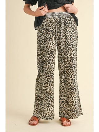 Leopard Pants w/ Striped Waistband FINAL SALE