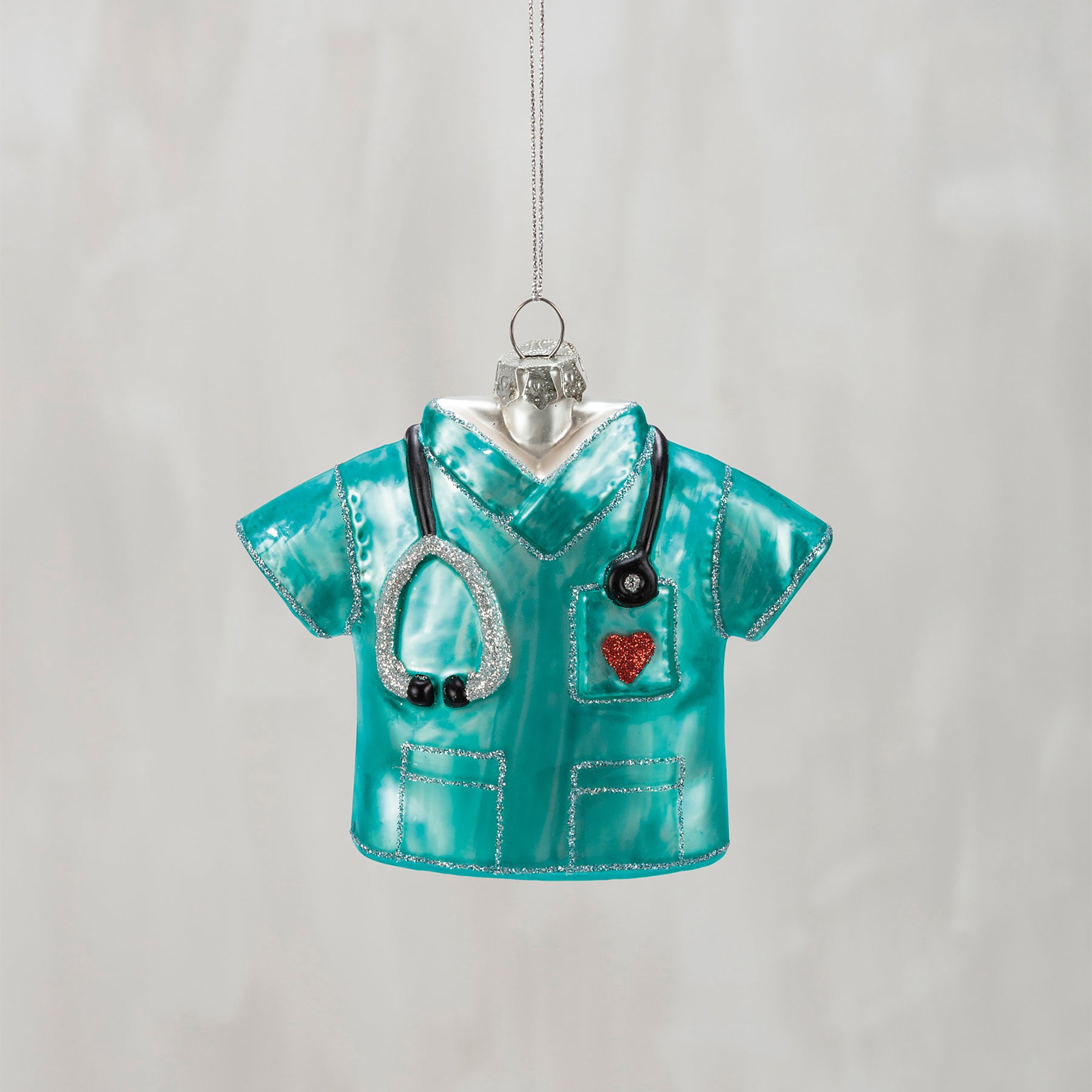 Nurse Scrubs Glass Ornament
