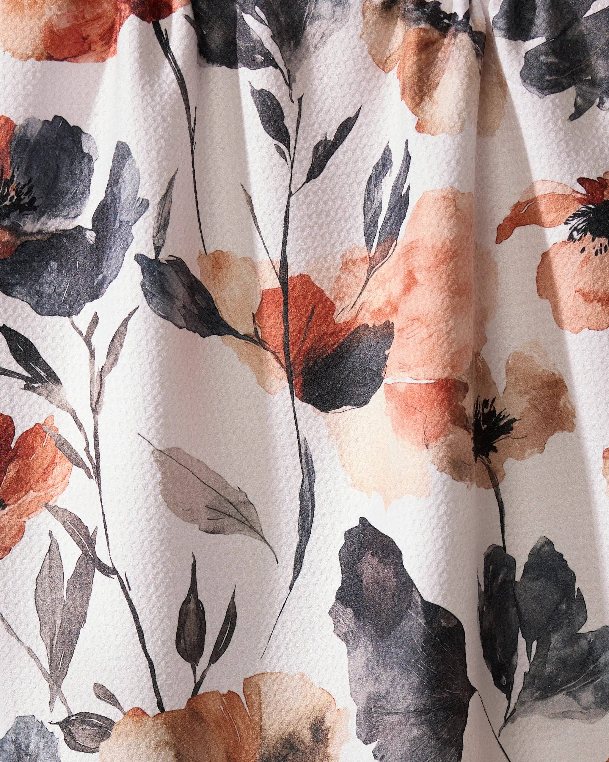 Geometry Moody Poppy Tea Towel