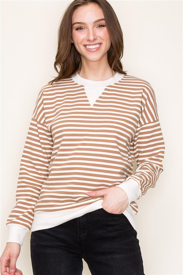 Textured Striped Pullover Top