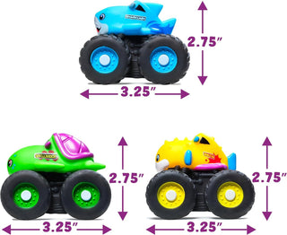 Tub Works Light-Up Monster Truck Bath Toys, 3-Pack