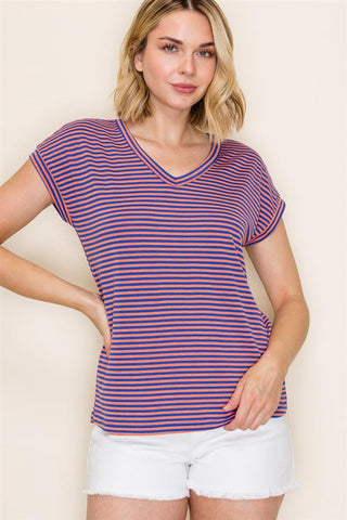 Pinstriped Jersey Knit Top FINAL SALE