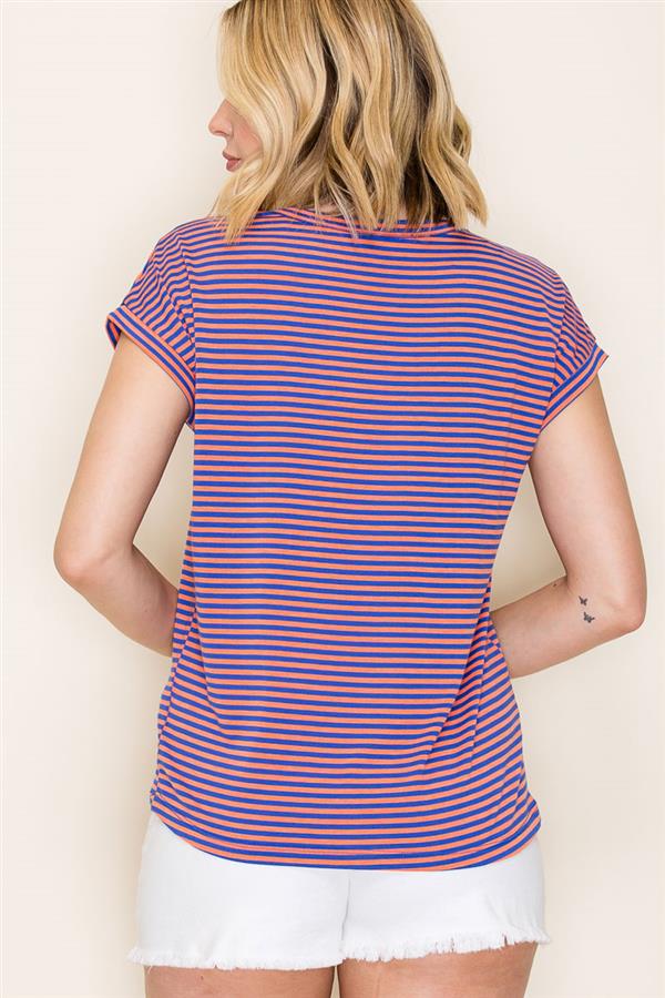 Pinstriped Jersey Knit Top