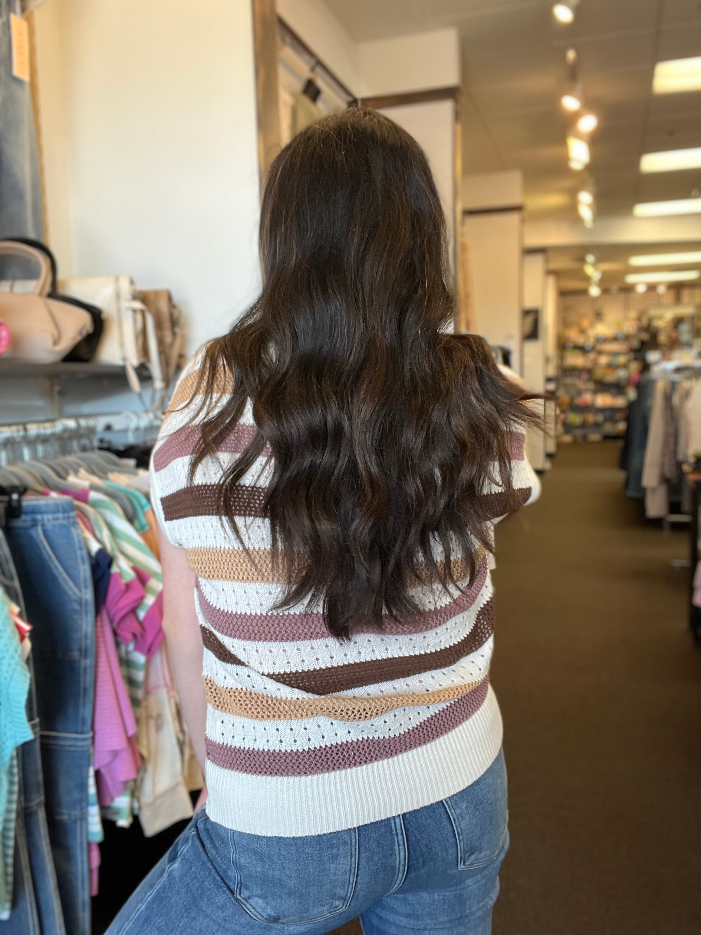 Color Block Pointelle Sweater FINAL SALE