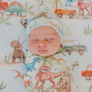 Dino Explorer Top Knot Baby Hat