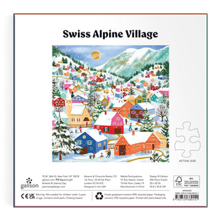 Swiss Alpine Village 500-Piece Foil Puzzle | Winter Art Puzzle