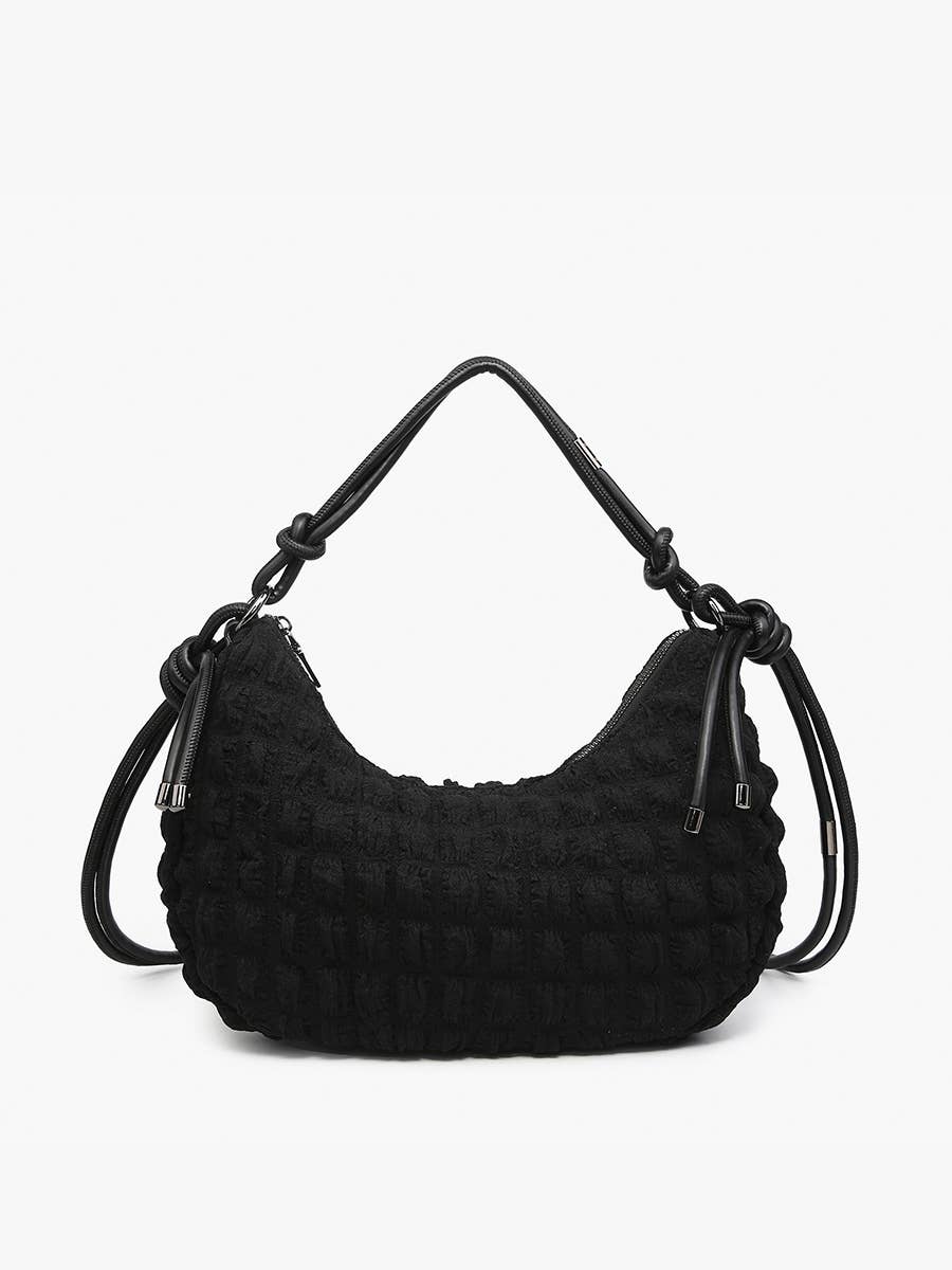 Nelly Quilted Puffy Shoulder Bag w/ Knotted Strap