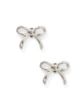 Sadie Bow Screwback Stud Earrings – 12mm Silver Tone