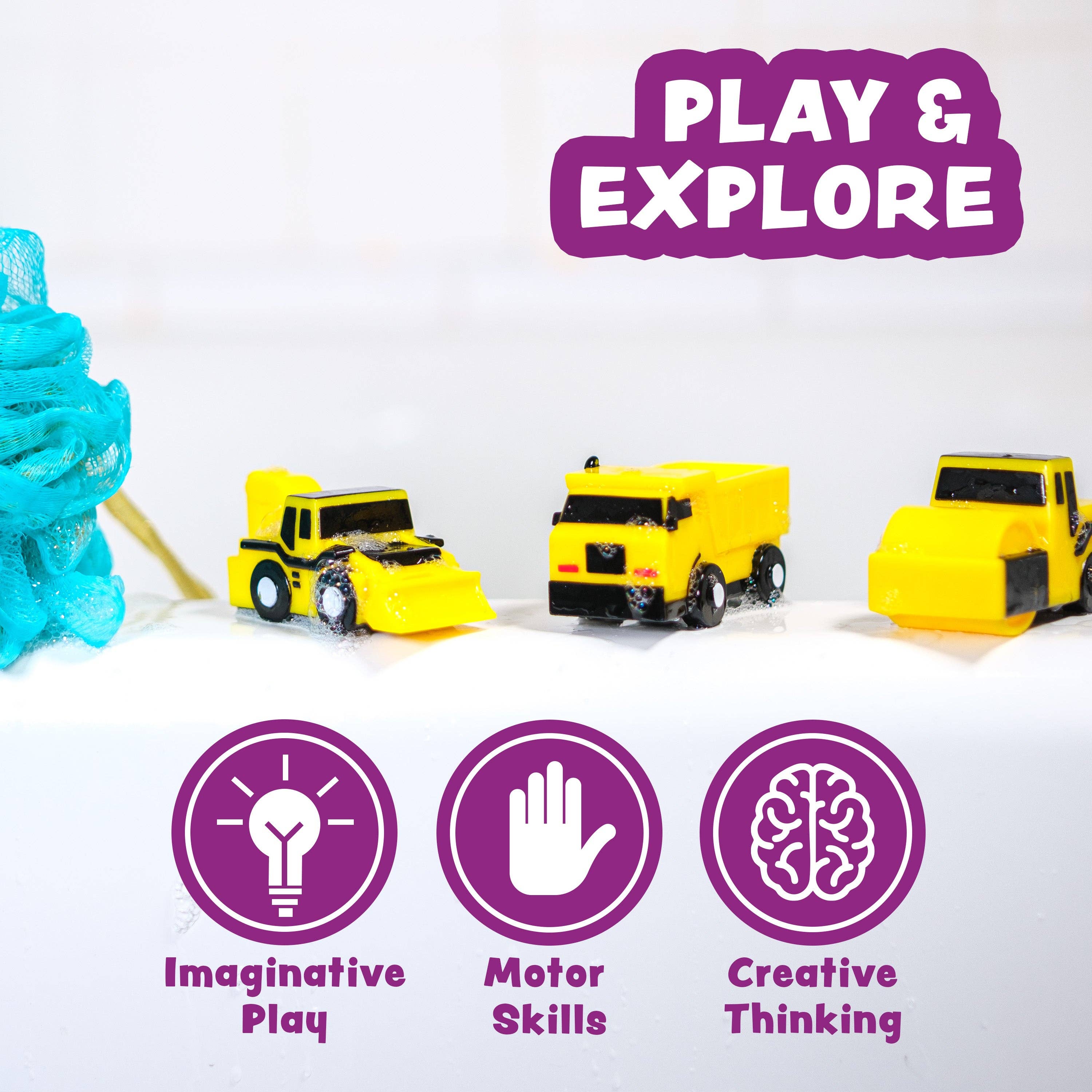 Tub Works® Construction™ Trucks Mold Free Bath Toys