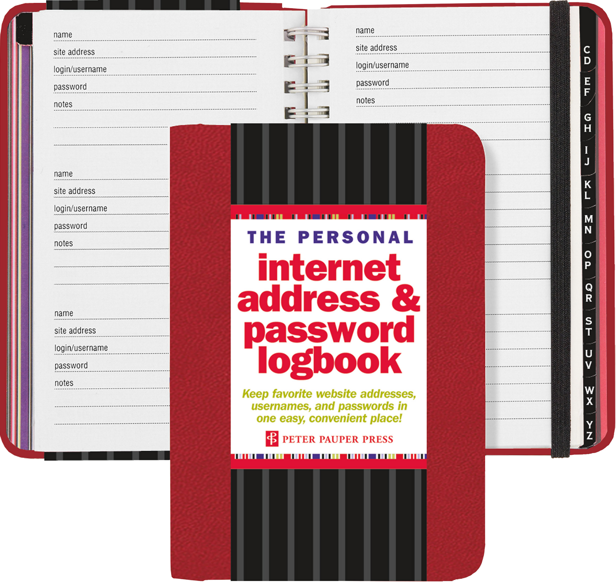 Red Internet Address & Password Logbook