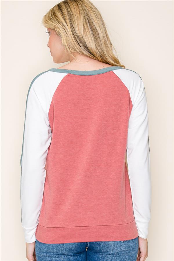 Color Blocked Baseball Style Top