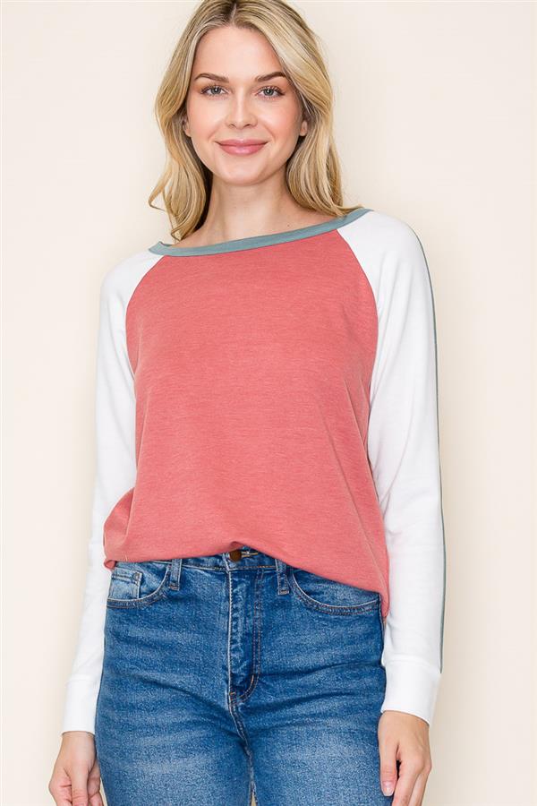 Color Blocked Baseball Style Top