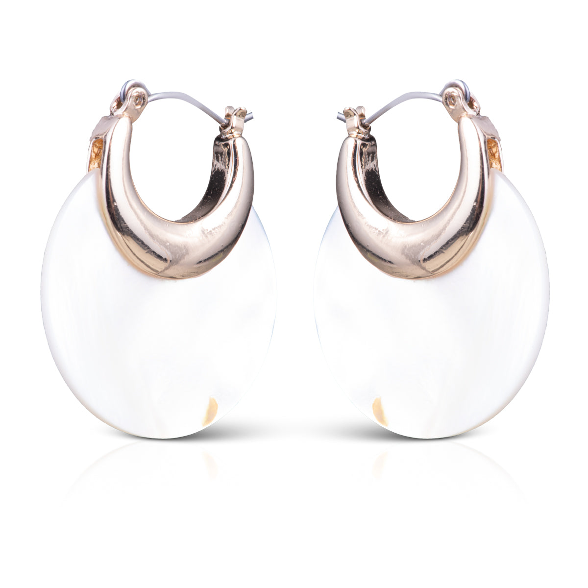 Mother of Pearl Slice Earrings - Gold