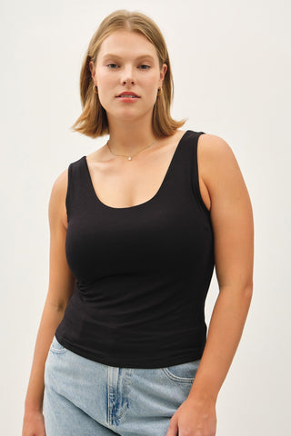 Plus Size Scoop Neck Tank Top - Black