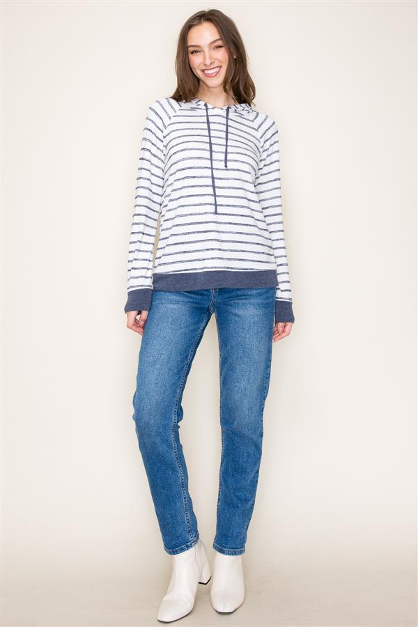 Striped Hoodie Top