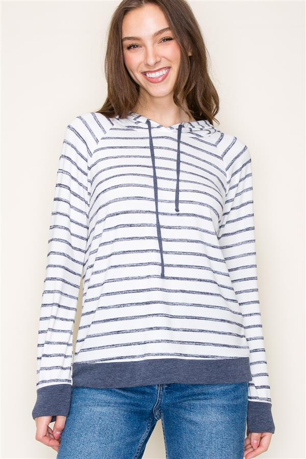 Striped Hoodie Top