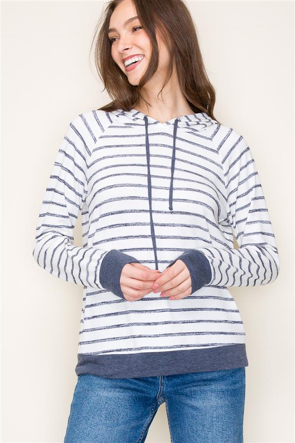 Striped Hoodie Top