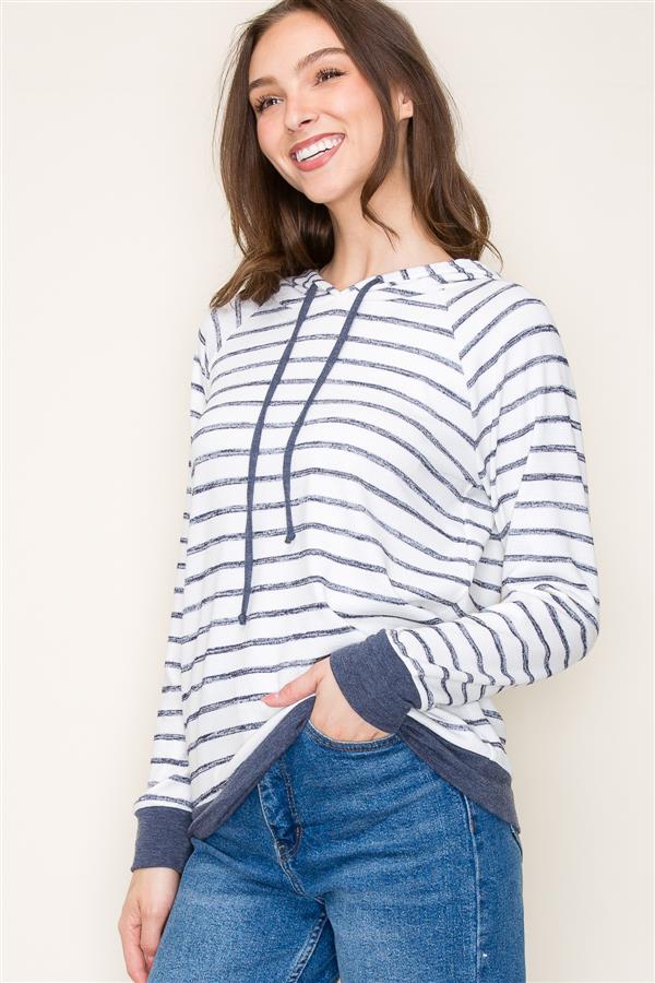 Striped Hoodie Top