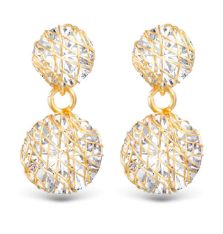 Wire Overlay CZ Drop Earrings - Gold