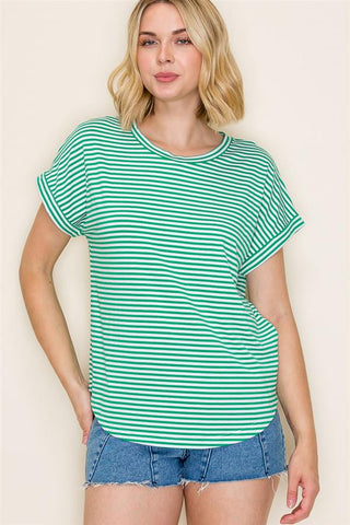 Pinstriped Jersey Short Sleeve Top FINAL SALE