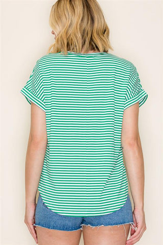 Pinstriped Jersey Short Sleeve Top FINAL SALE