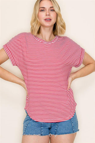 Pinstriped Jersey Short Sleeve Top FINAL SALE