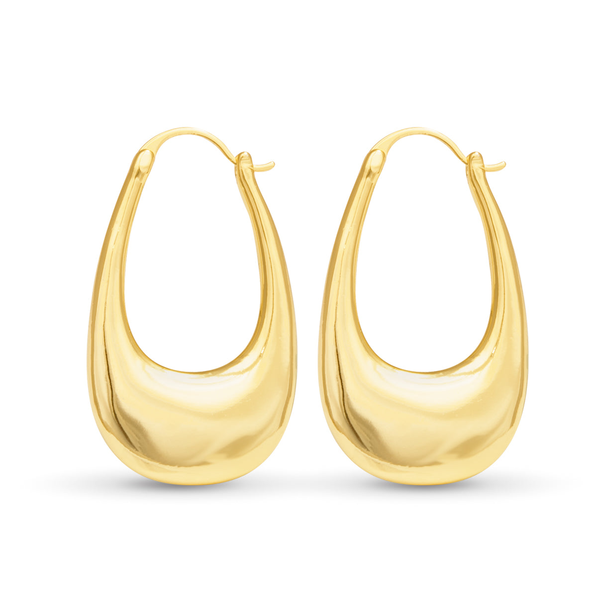 Naomi Polished Elongated Gold Hoops