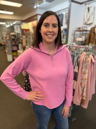 Women's O-Ring Half-Zip Mock Neck Sweater