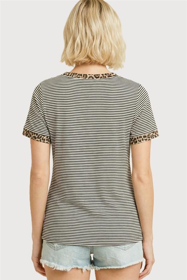 Color Trimmed Pinstriped Top