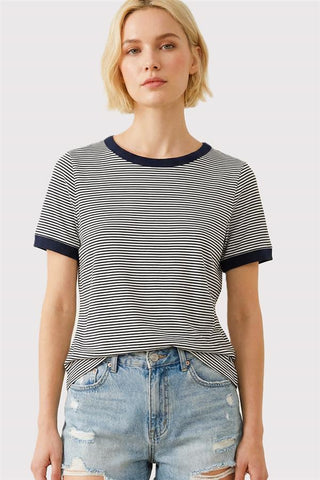 Color Trimmed Pinstriped Top