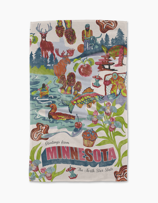 Geometry Greetings From Minnesota Tea Towel – Minnesota Gift Kitchen Towel
