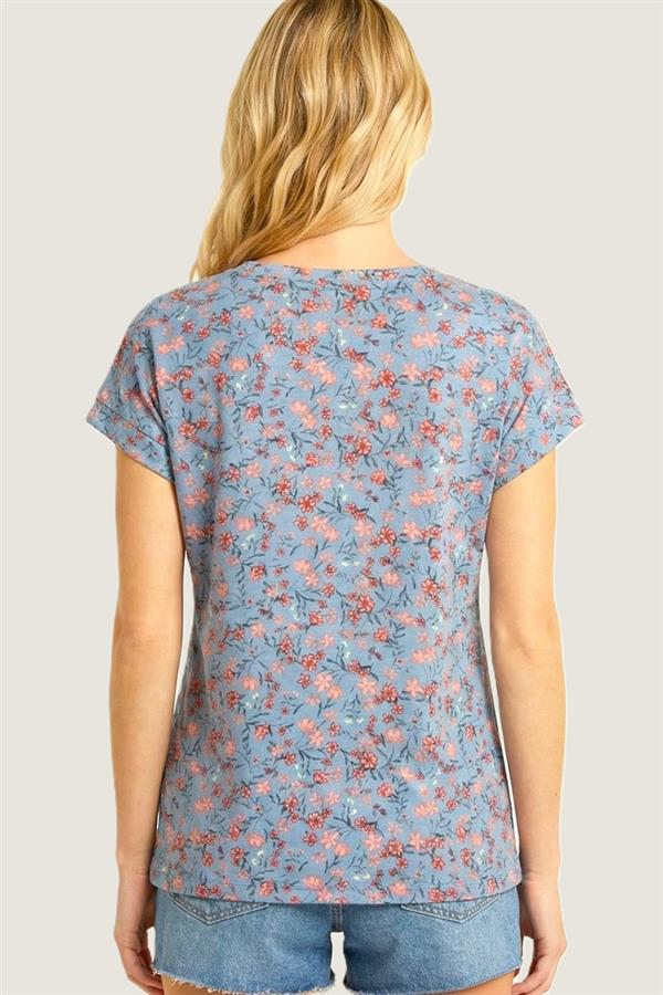 Floral Print Jersey V-Neck Top