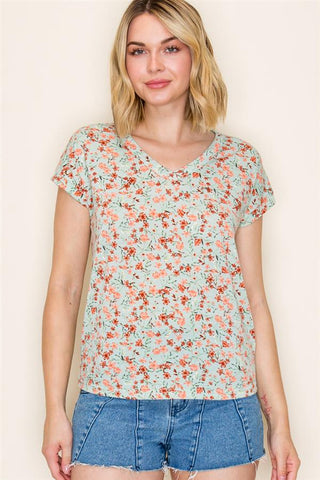 V-Neck Floral Print Top