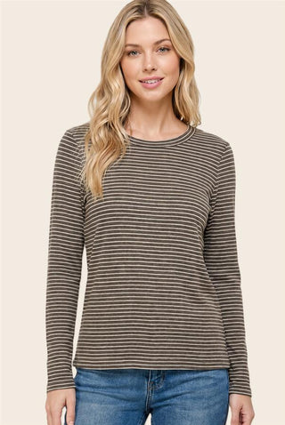 Women's Basic Striped Jersey Long Sleeve Top