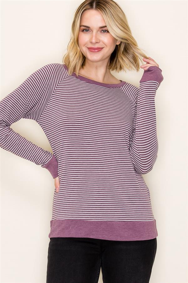 Long Sleeve Pinstripe Terry Top