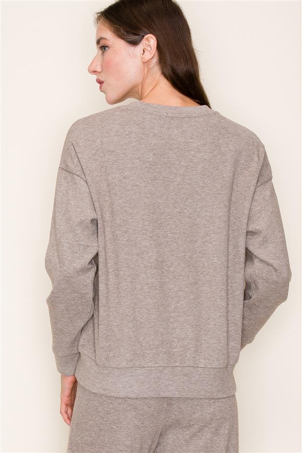 Solid Color Crew Neck Top