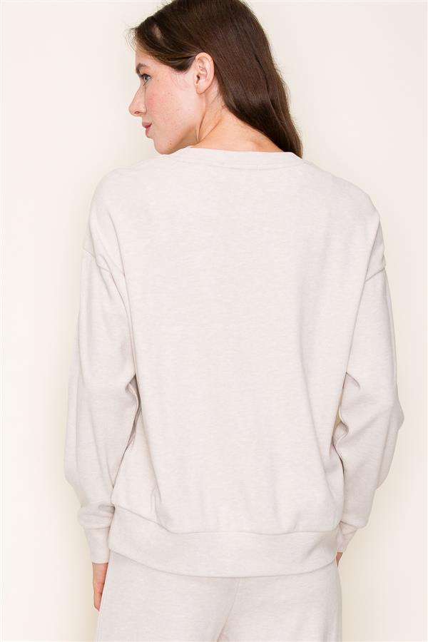 Solid Color Crew Neck Top