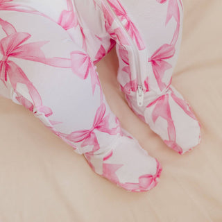 Bow My Gosh Bamboo Zip-Up Footie