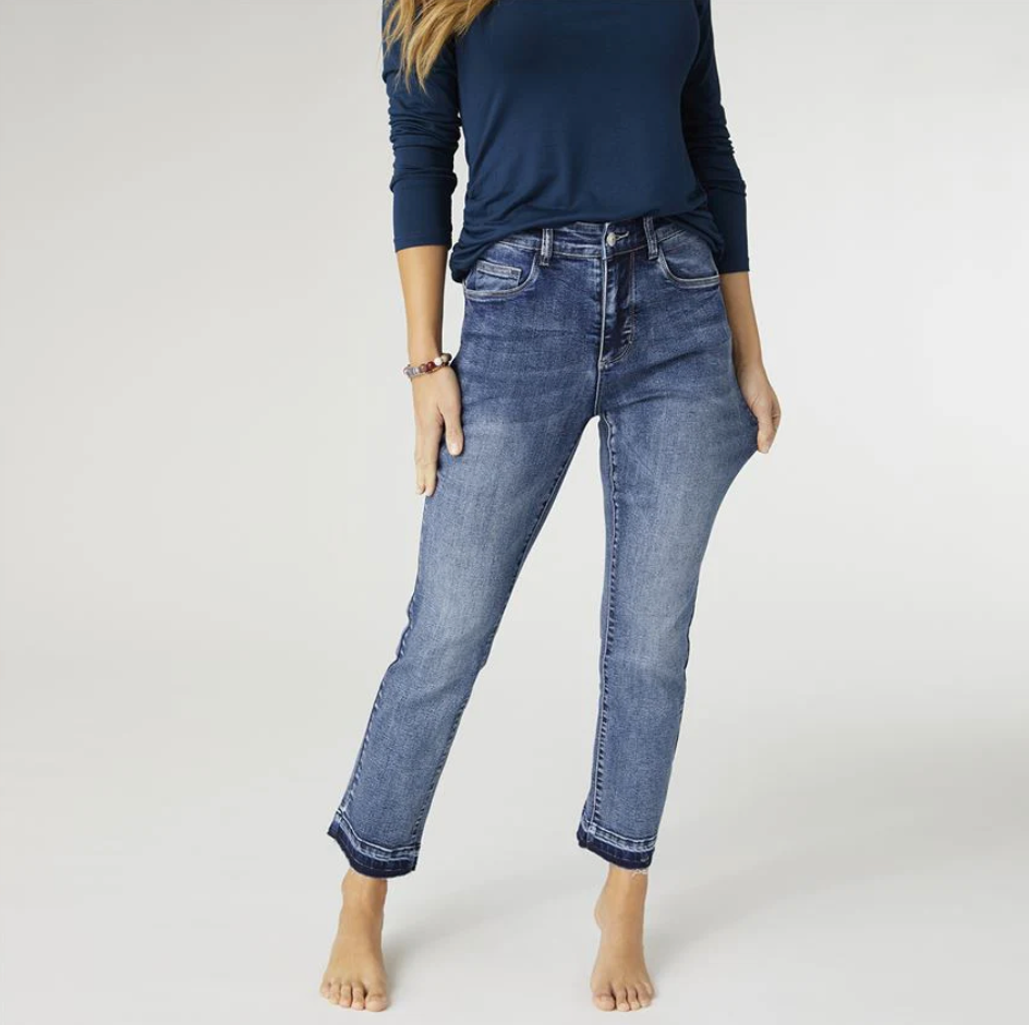 Everstretch Straight Ankle Contrast Bottom Jeans