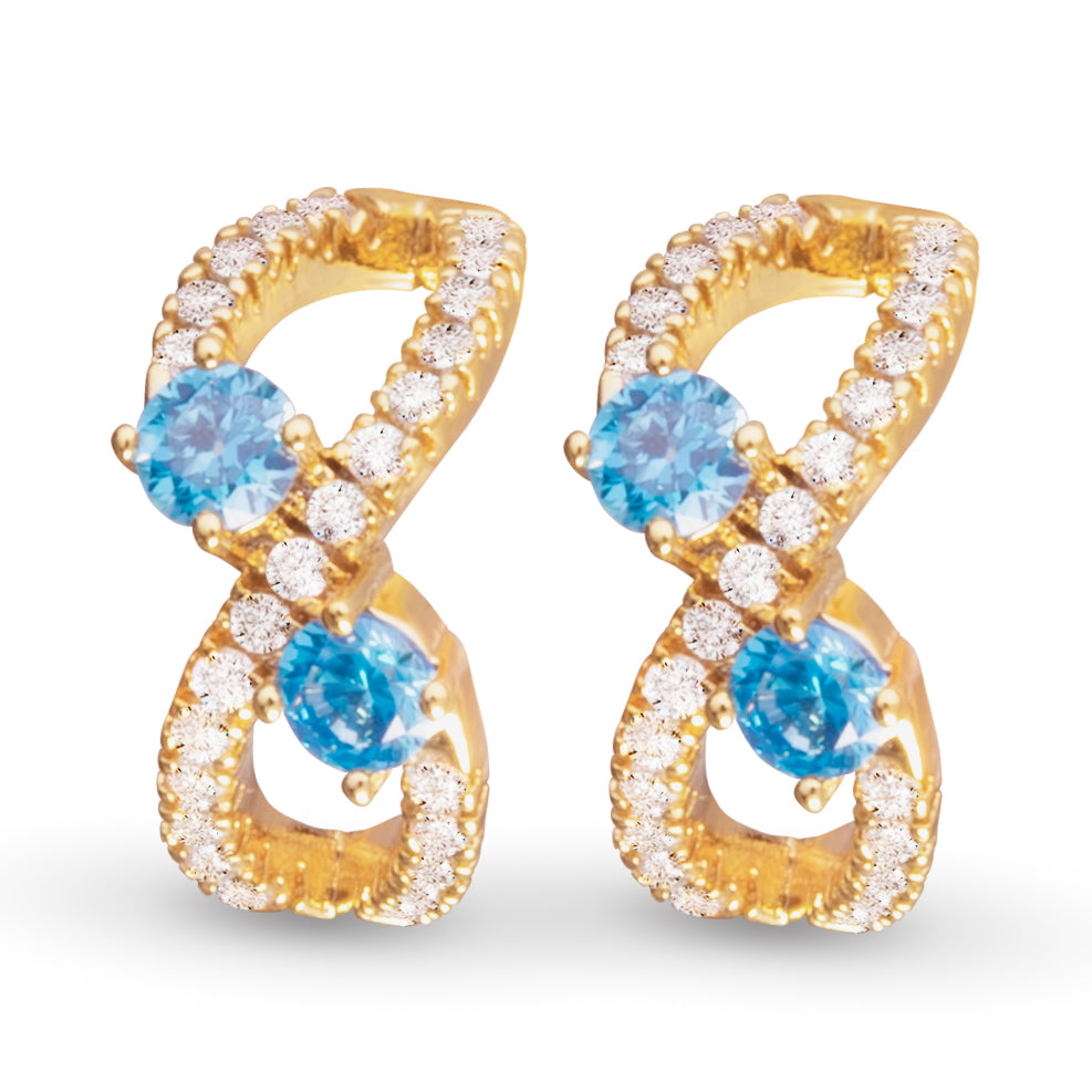 Clear & Blue CZ Infinity Huggie Earrings