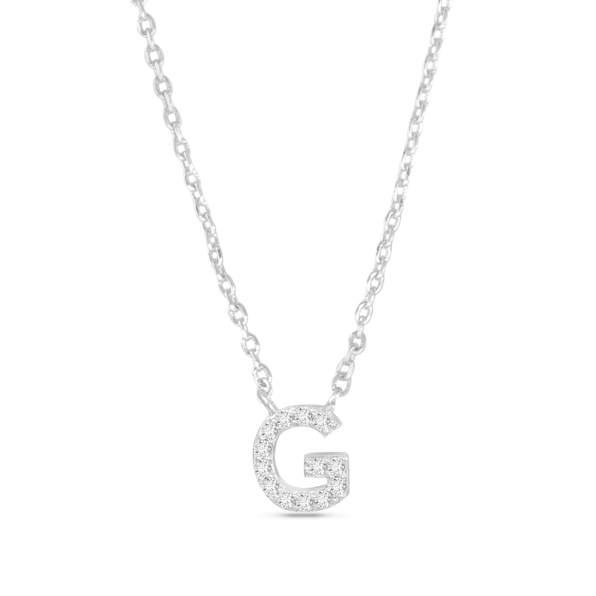 Silver CZ Initial Necklace - G