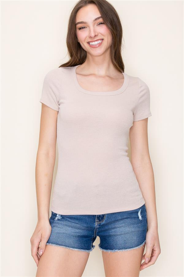 Scoop Neck Fitted Baby Ribbed Top