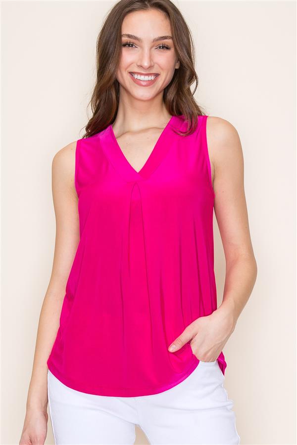 V-Neck Pleated Front Top